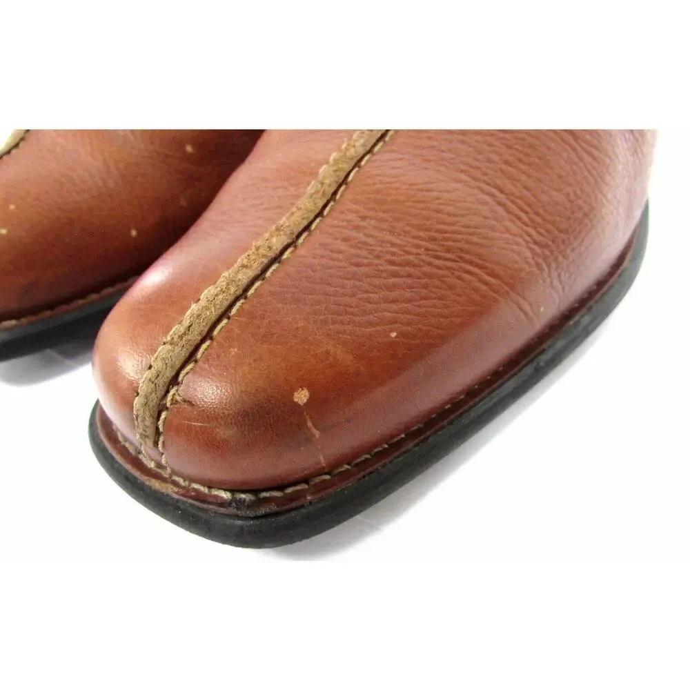 Johnston & Murphy men's 9 brown leather shoes loafers slip on comfort